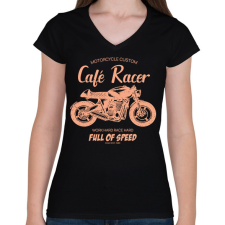 PRINTFASHION café racer - Női V-nyakú póló - Fekete női póló