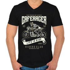 PRINTFASHION Caferacer - Férfi V-nyakú póló - Fekete férfi póló