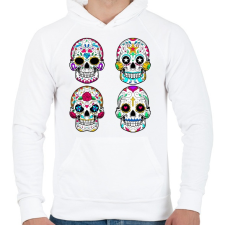 PRINTFASHION Calavera koponyák - Férfi kapucnis pulóver - Fehér férfi pulóver, kardigán