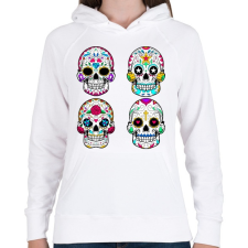 PRINTFASHION Calavera koponyák - Női kapucnis pulóver - Fehér női pulóver, kardigán