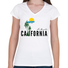 PRINTFASHION california - Női V-nyakú póló - Fehér női póló