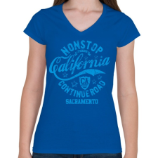 PRINTFASHION CALIFORNIA SACRAMENTO - Női V-nyakú póló - Királykék női póló