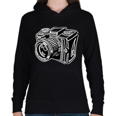 PRINTFASHION Camera - Női kapucnis pulóver - Fekete
