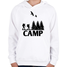 PRINTFASHION camping  - Gyerek kapucnis pulóver - Fehér gyerek pulóver, kardigán