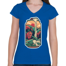PRINTFASHION Can-wood - Női V-nyakú póló - Királykék