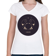PRINTFASHION Cancer - Rák - Női V-nyakú póló - Fehér