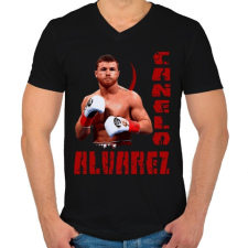 PRINTFASHION canelo alvarez - Férfi V-nyakú póló - Fekete férfi póló