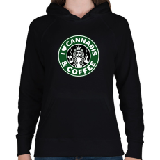 PRINTFASHION Cannabis and coffee - Női kapucnis pulóver - Fekete