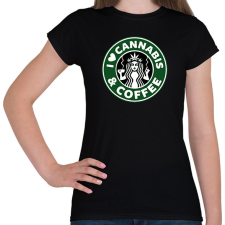 PRINTFASHION Cannabis and coffee - Női póló - Fekete női póló