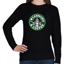 PRINTFASHION Cannabis and coffee - Női pulóver - Fekete női pulóver, kardigán