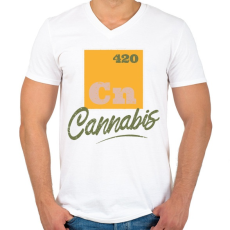 PRINTFASHION Cannabis - Cn 420 - Férfi V-nyakú póló - Fehér