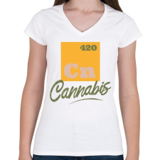 PRINTFASHION Cannabis - Cn 420 - Női V-nyakú póló - Fehér női póló