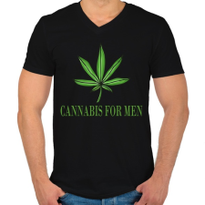 PRINTFASHION Cannabis for men - Férfi V-nyakú póló - Fekete férfi póló