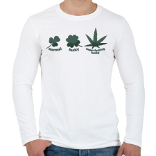 PRINTFASHION Cannabis - super fucking lucky - Férfi hosszú ujjú póló - Fehér férfi póló