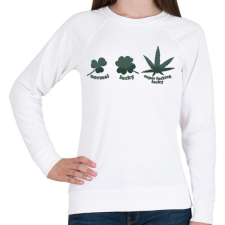 PRINTFASHION Cannabis - super fucking lucky - Női pulóver - Fehér női pulóver, kardigán