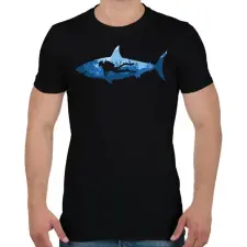 PRINTFASHION Cápa és búvár - Férfi póló - Fekete férfi póló