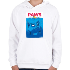 PRINTFASHION Cápa macska - Gyerek kapucnis pulóver - Fehér
