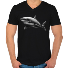 PRINTFASHION Cápa portre - Férfi V-nyakú póló - Fekete