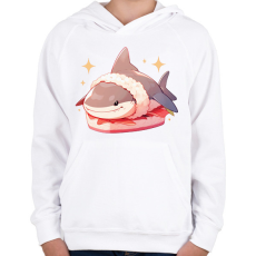 PRINTFASHION Cápa sushi - Gyerek kapucnis pulóver - Fehér
