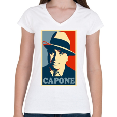 PRINTFASHION Capone - Női V-nyakú póló - Fehér
