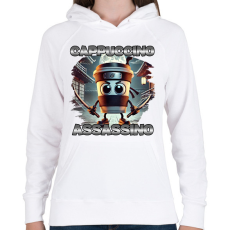 PRINTFASHION Cappuccino Assassino - Női kapucnis pulóver - Fehér