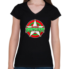PRINTFASHION CAPTAIN HUNGARY  - Női V-nyakú póló - Fekete női póló