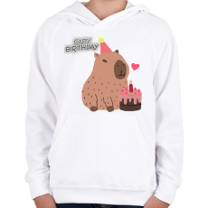 PRINTFASHION Capy bday - Gyerek kapucnis pulóver - Fehér