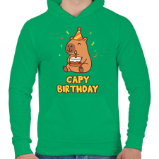 PRINTFASHION Capy birthday - Férfi kapucnis pulóver - Zöld férfi pulóver, kardigán