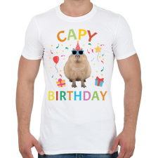 PRINTFASHION Capy Birthday party - Férfi póló - Fehér férfi póló
