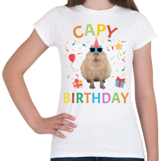 PRINTFASHION Capy Birthday party - Női póló - Fehér