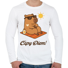 PRINTFASHION Capy Diem - Férfi hosszú ujjú póló - Fehér férfi póló