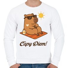 PRINTFASHION Capy Diem - Férfi pulóver - Fehér