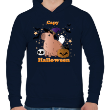 PRINTFASHION Capy Halloween - Férfi kapucnis pulóver - Sötétkék férfi pulóver, kardigán