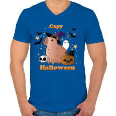 PRINTFASHION Capy Halloween - Férfi V-nyakú póló - Királykék