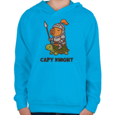 PRINTFASHION Capy knight - Gyerek kapucnis pulóver - Azúrkék