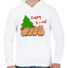 PRINTFASHION Capy xmas - Férfi kapucnis pulóver - Fehér férfi pulóver, kardigán
