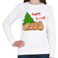PRINTFASHION Capy xmas - Női pulóver - Fehér női pulóver, kardigán