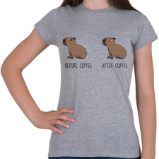 PRINTFASHION Capybara - Before coffee after coffee - Női póló - Sport szürke női póló