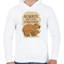 PRINTFASHION Capybara család - Férfi kapucnis pulóver - Fehér férfi pulóver, kardigán