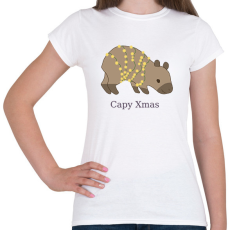 PRINTFASHION capybara család - karácsonyi fény - Női póló - Fehér