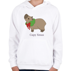 PRINTFASHION capybara család - koszorú - Gyerek kapucnis pulóver - Fehér