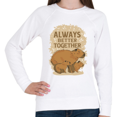 PRINTFASHION Capybara család - Női pulóver - Fehér