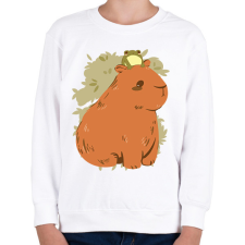 PRINTFASHION Capybara és béka - Gyerek pulóver - Fehér gyerek pulóver, kardigán