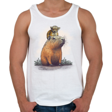 PRINTFASHION Capybara és majom - Férfi atléta - Fehér