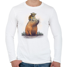 PRINTFASHION Capybara és majom - Férfi hosszú ujjú póló - Fehér férfi póló