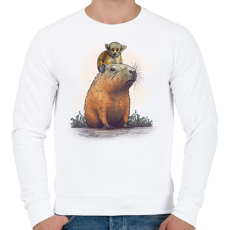 PRINTFASHION Capybara és majom - Férfi pulóver - Fehér