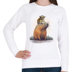 PRINTFASHION Capybara és majom - Női pulóver - Fehér