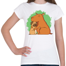 PRINTFASHION Capybara és mopsz - Női póló - Fehér női póló