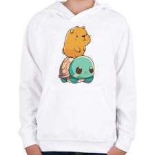 PRINTFASHION Capybara és teknős - Gyerek kapucnis pulóver - Fehér gyerek pulóver, kardigán