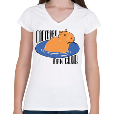 PRINTFASHION Capybara fan club - Női V-nyakú póló - Fehér női póló